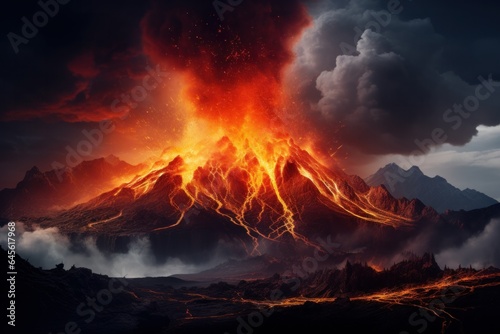 Volcanic eruption. 3D rendering illustration. © Angus.YW