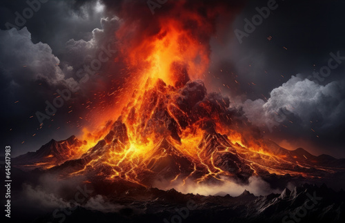 Volcanic eruption. 3D rendering illustration.