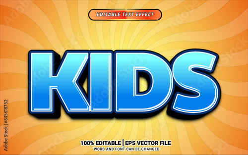 Blue cartoon kids palyful 3d cartoon text effect editable template design
