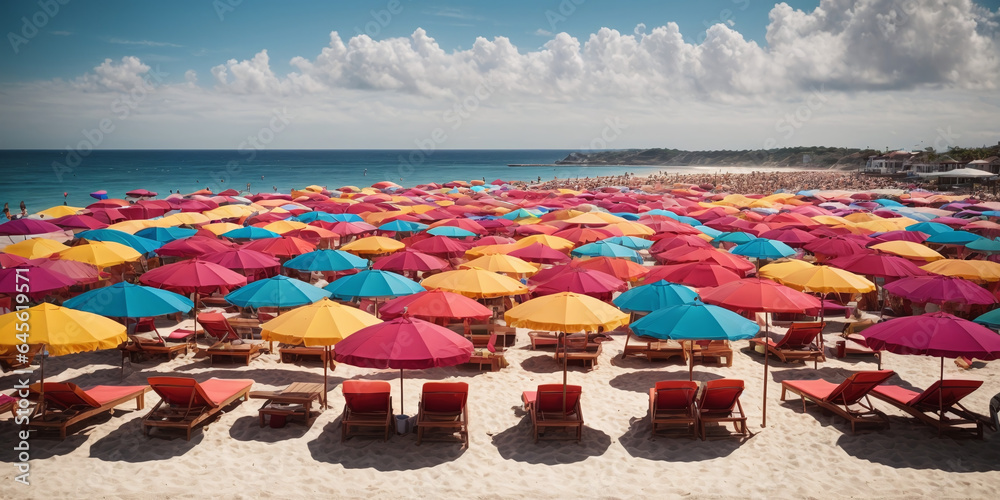 Beach umbrellas and loungers
