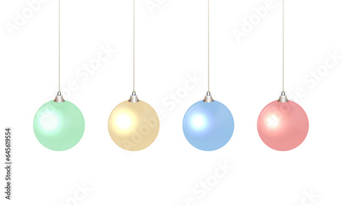 Vector set of realistic christmas ball set of different colors christmas baubles isolated on transparent background
