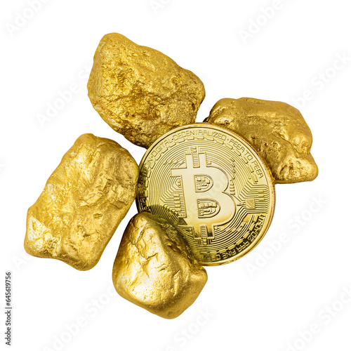 Bitcoin Cryptocurrency isolated on a transparent background. Business concept