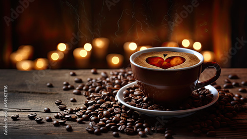 Traditional Coffee Cup with Heart-Shaped Steam