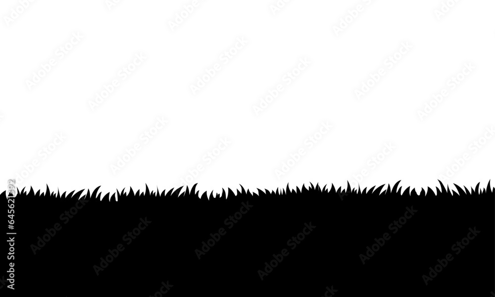 Vector black grass border and isolated white background Stock Vector ...