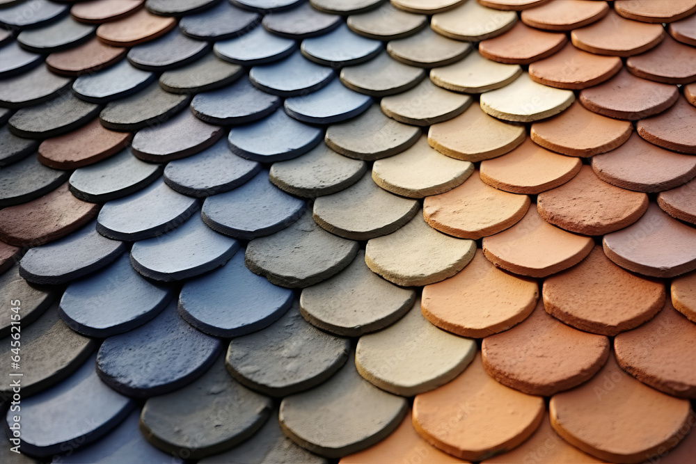 Close-up of roof tiles in various colors Close-up of roof tiles in various colors