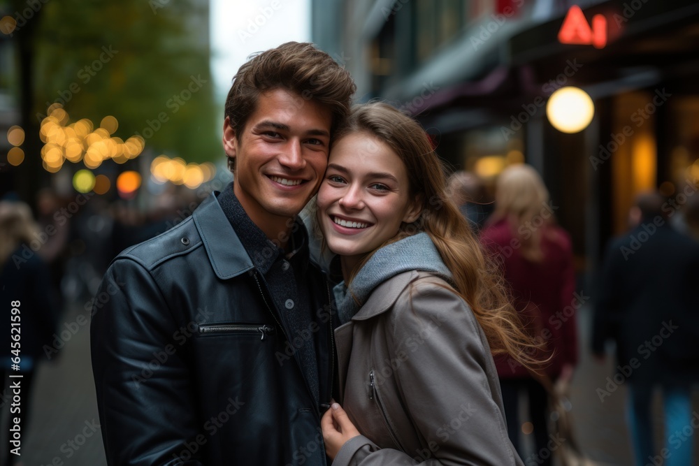 Young married couple having a photoshoot in the city Young married couple having a photoshoot in the city