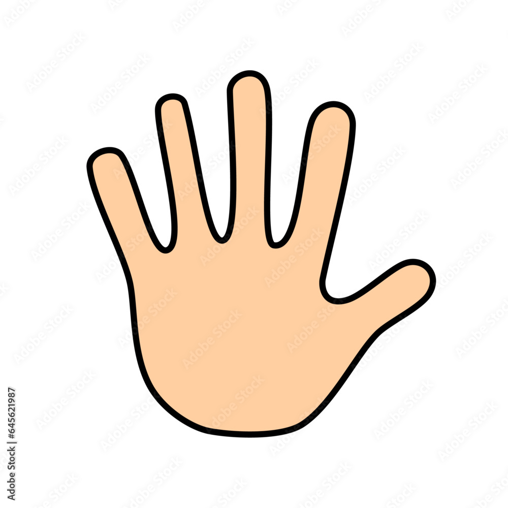 Vector five fingers gesture thin line icon open palm illustration symbol hand vector flat Vector five fingers gesture thin line icon open palm illustration symbol hand vector flat