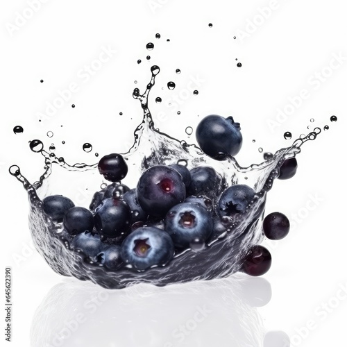 Blueberry in splash one white background
