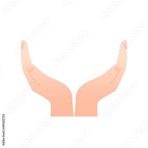 Vector hand drawn cupped hands illustration raised hands vector concept