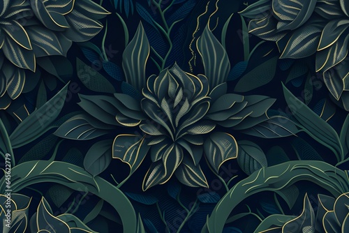 Background Illustration of seamless abstract black ornate floral pattern