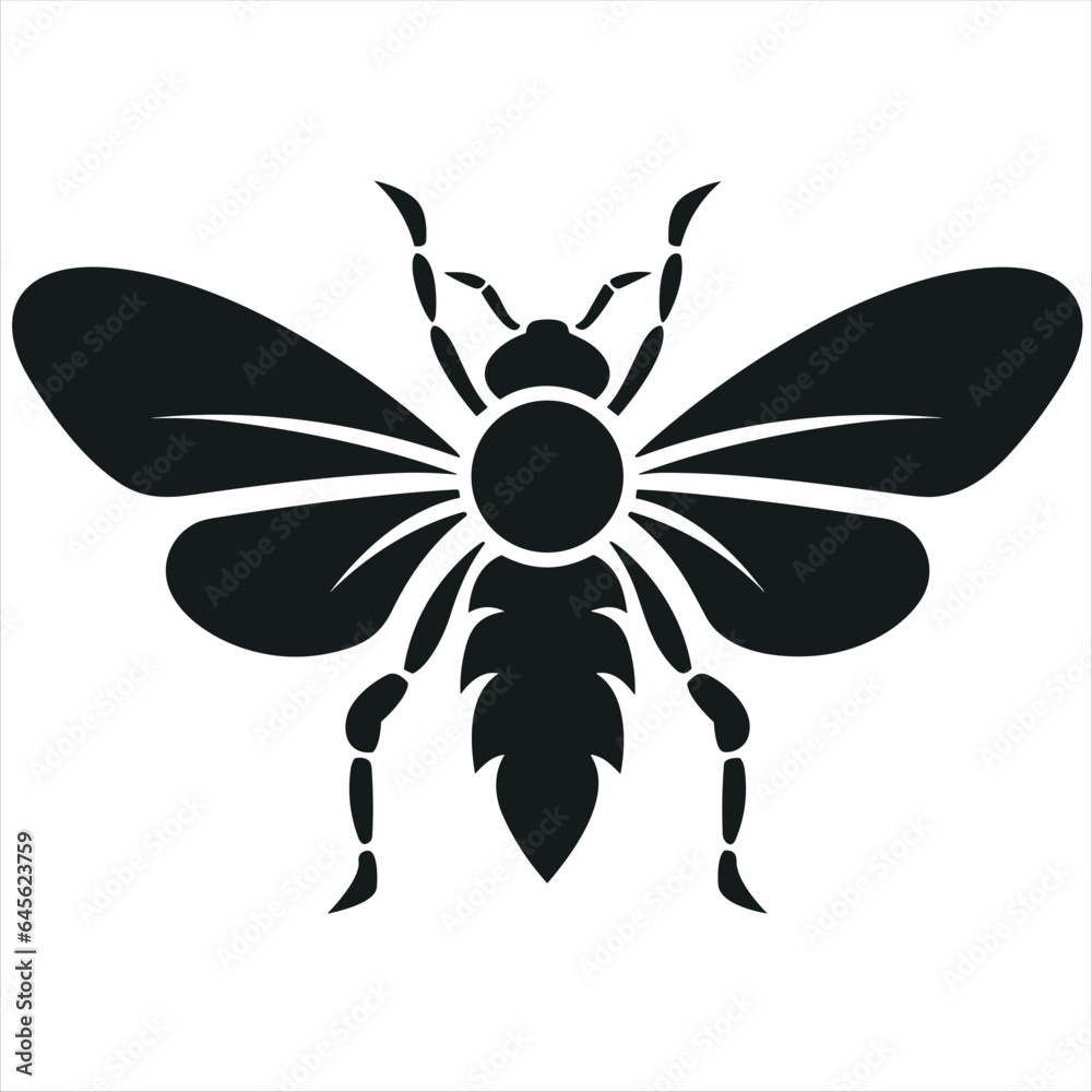 Simple flat vector of silhouettes of insect