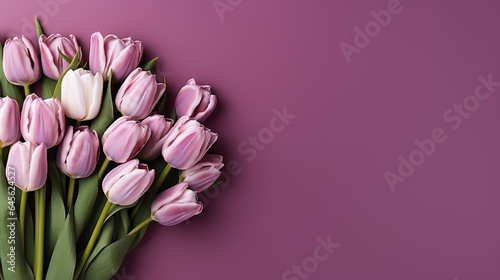tulips on purple background, copy space #645624527