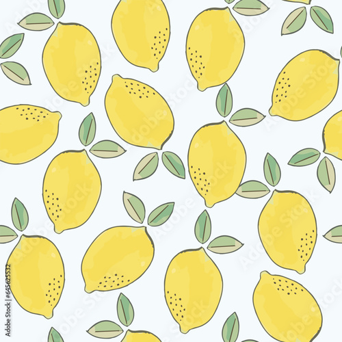 Water color lemon  seamless pattern