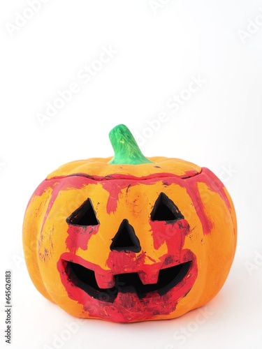 spooky halloween hand painted clay pumpkin photo