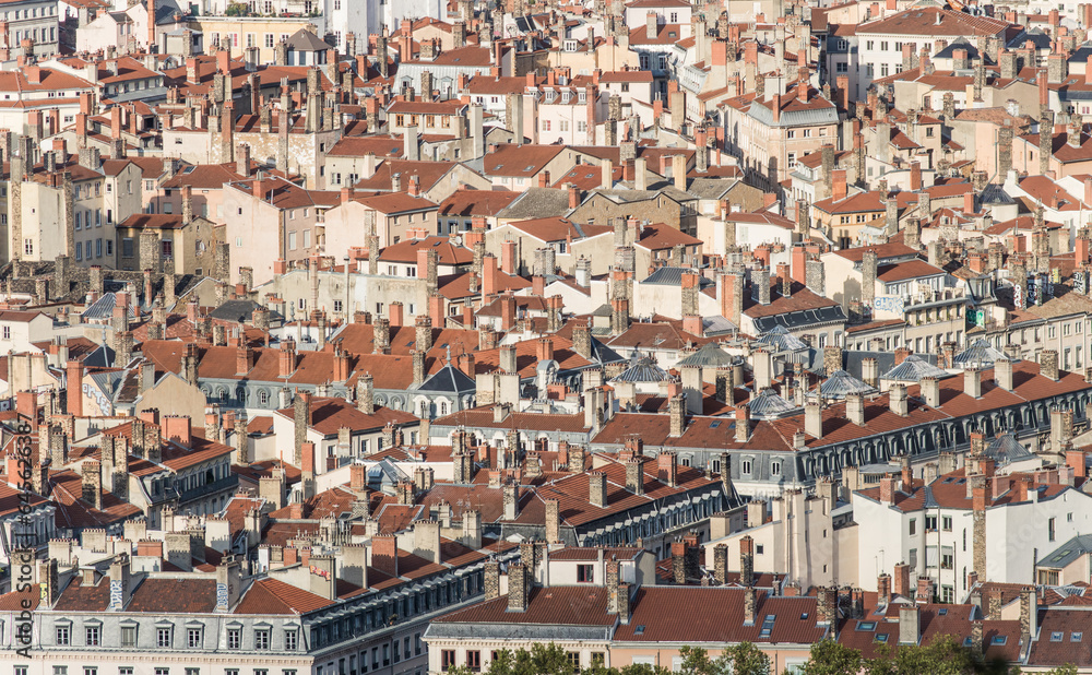 toits et cheminées d'immeubles à Lyon