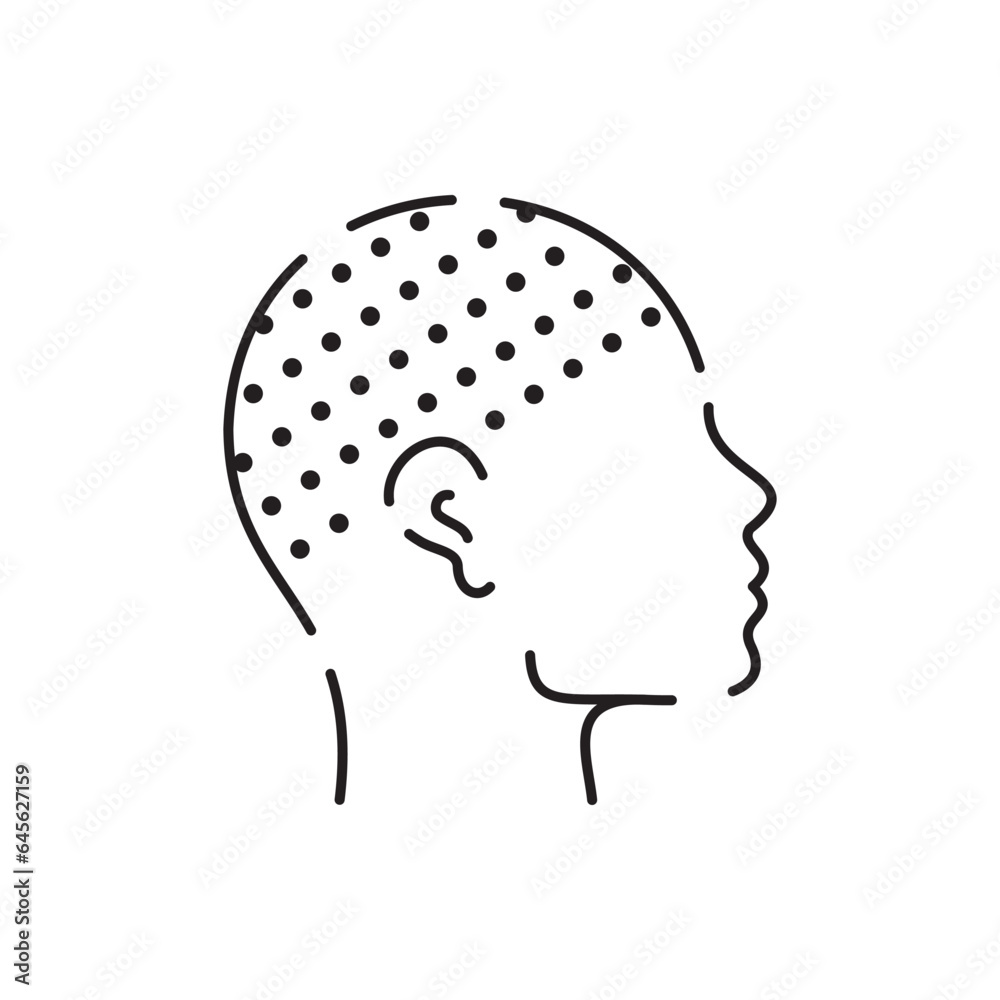 Hair loss treatment flat line icon. Shampoo ph, dandruff, hair growth, keratin, conditioner bottle vector illustration. Outline signs for beauty stores