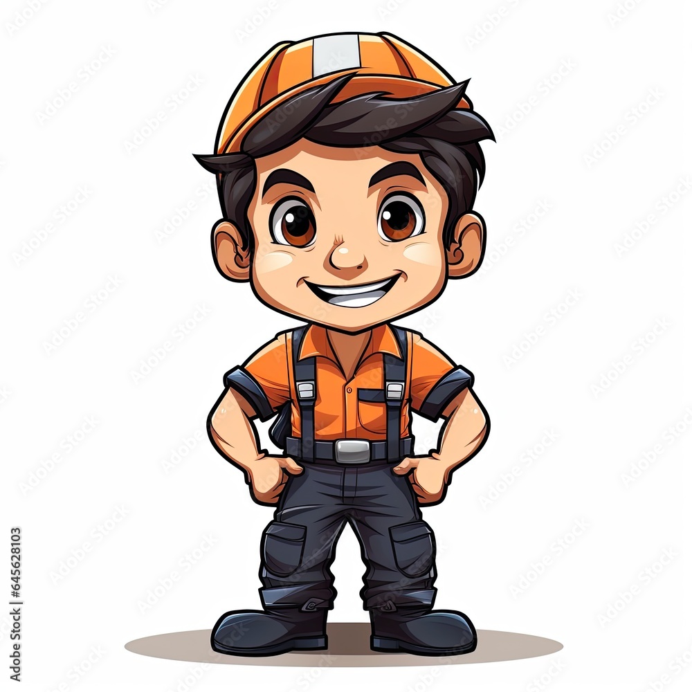 Cute Cartoon Factory Worker isolated on a white background Cute Cartoon Factory Worker isolated on a white background