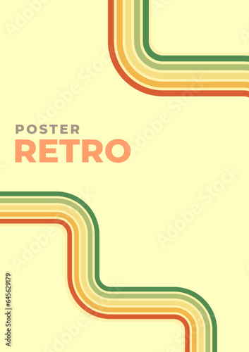 1970s retro wavy line art. Groovy colorful abstract design for background, poster, banner