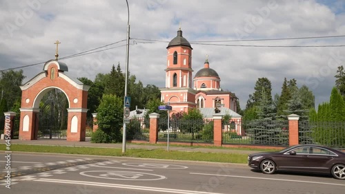 Zelenograd, Moscow, Russia - 11 June 2022 : Orthodox Church of St. Nicholas of Myra in Zelenograd. Dolly camera photo