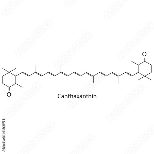 Canthaxanthin Carotenoid red pigment Molecular structure skeletal formula on white background.