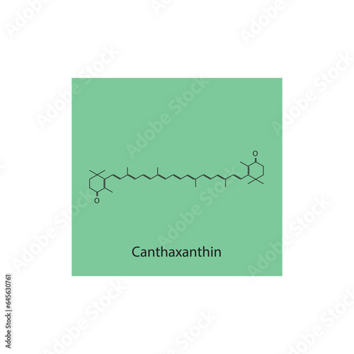 Canthaxanthin Carotenoid red pigment Molecular structure skeletal formula on green background.
