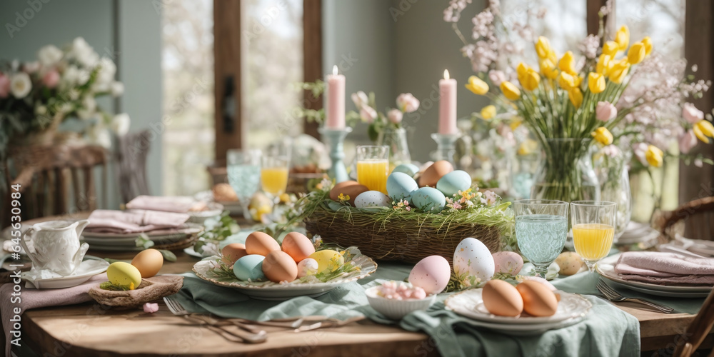 Picturesque Easter brunch table