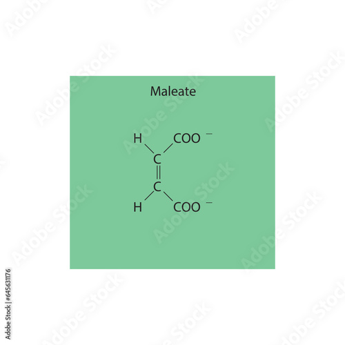 Maleate Dicarboxylic Acid Molecular structure skeletal formula on green background.
