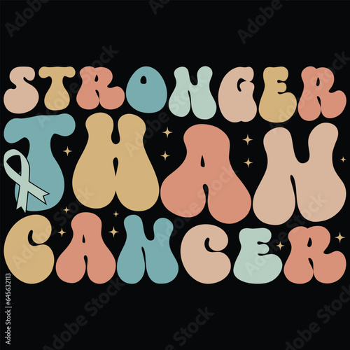 Stronger Than Cancer Retro Breast Cancer Awareness T-shirt Design