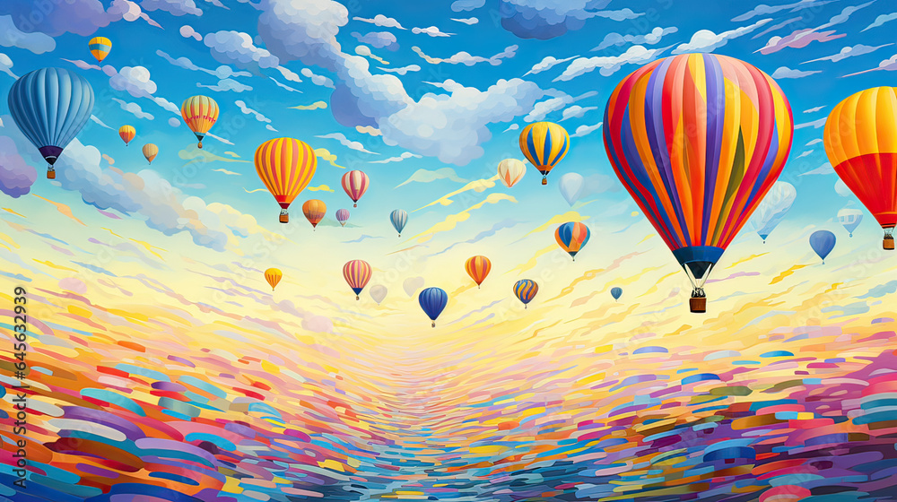 Fototapeta premium A hot air balloon festival with colorful balloons dotting the sky. AI generative 