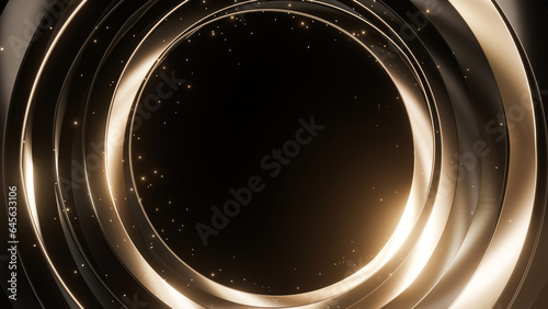 Circle geometric Gold black with particles background.