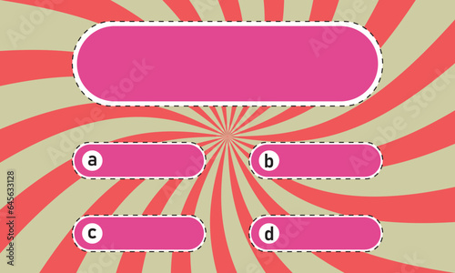 Question and answers modern style template for quiz game, exam, tv show, education, examination test. Vector illustration