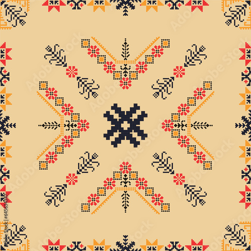 Traditional Latvian embroidery seamless pattern, vector illustration