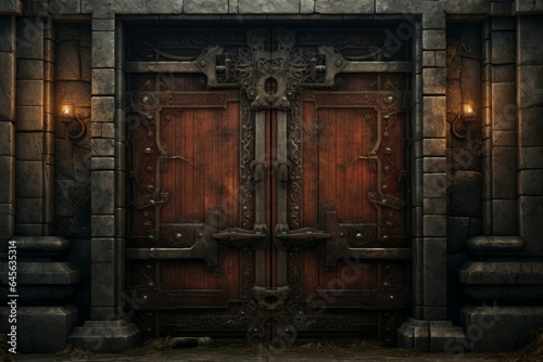 Old scary door dungeon. Generate Ai