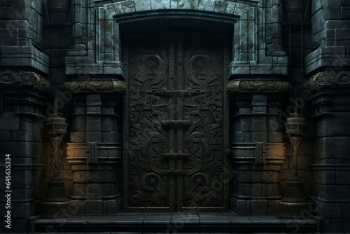 Old scary big door dungeon. Generate Ai