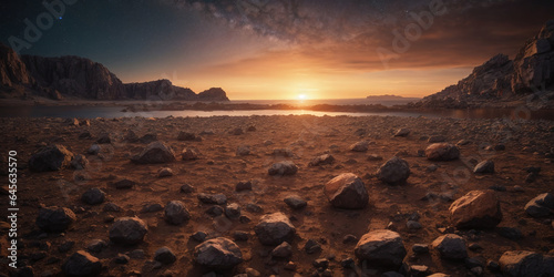 An asteroid belt with rocky debris