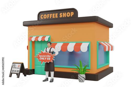 Fototapeta Naklejka Na Ścianę i Meble -  Coffee Shop 3d Illustration