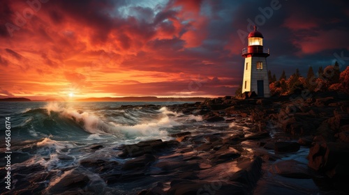 Beaming lighthouse  guiding the night