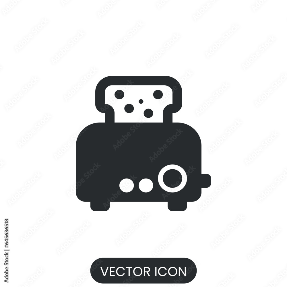 Toaster icon flat style vector with isolated white background Toaster icon flat style vector with isolated white background