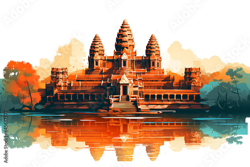  Abstract of Angkor Wat illustration art background