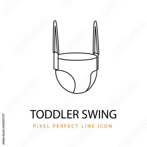 Toddler Swing Safe Children Baby Toy Product Icon Line Art Pixel Perfect Infant Baby Coloring Page