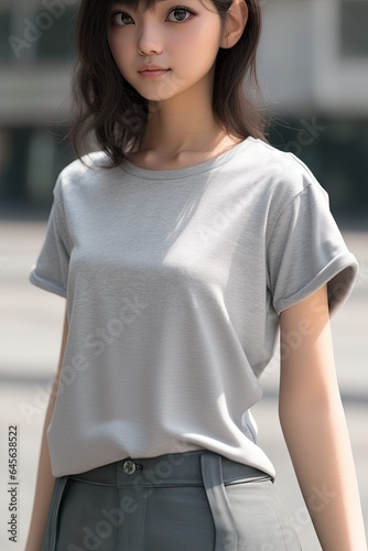Illustrated Female Shirt Model Mockup 