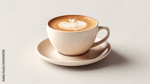A cup with coffee on a neutral background .