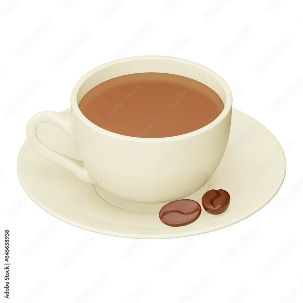 Hot coffee 3d rendering isometric icon. Hot coffee 3d rendering isometric icon.