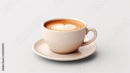 A cup with coffee on a neutral background .