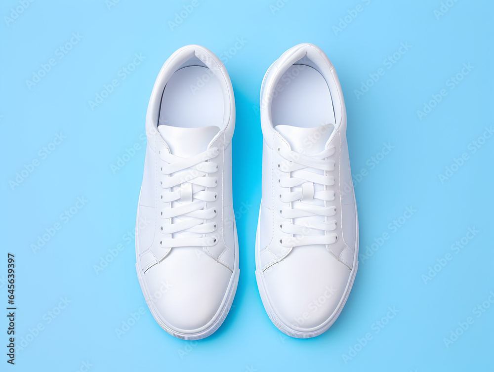 A pair of white sneakers on white backgrounds A pair of white sneakers on white backgrounds