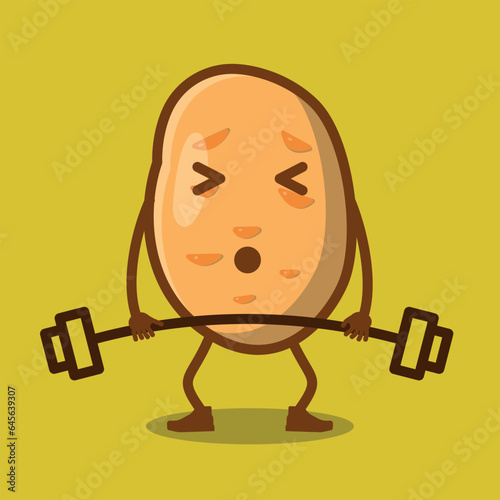 Vector Illustration Design Featuring an Adorable Hand-Drawn Potato Character Carrying Loads