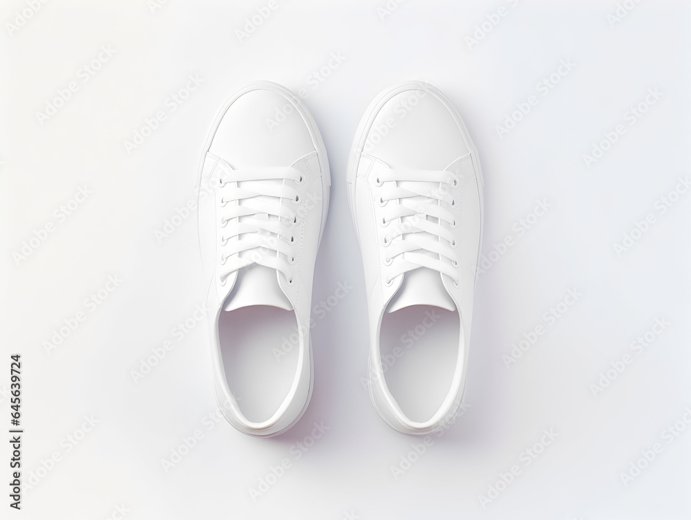 A pair of white sneakers on white backgrounds A pair of white sneakers on white backgrounds