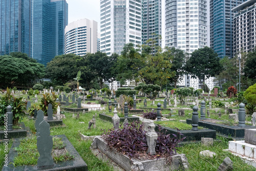 Canvas Print View of Jalan Ampang Muslim Cemetery on cloudy day