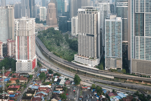 Photography View of Kuala Lumpur and Jalan Ampang Muslim Cemetery, Malaysia.