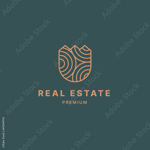 Building Logo letter U with circle icon inside